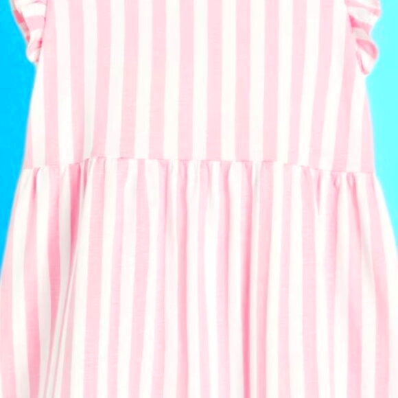 H&M Pink Stripes Flutter Sleeve dress 100% Cotton cute, Airy & sting free NWT - Picture 3 of 5